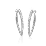 Load image into Gallery viewer, 14K White Gold Diamond Inside/Out Pointed Hoop Earrings
