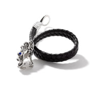 JOHN HARDY Legends Naga Blue Sapphire Braided Black Leather Bracelet