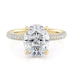 Load image into Gallery viewer, MICHAEL M 18K Yellow Gold Oval Pave and Hidden Halo Diamond Engagement Ring
