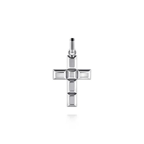 Men's Sterling Silver Geometric Cross Pendant