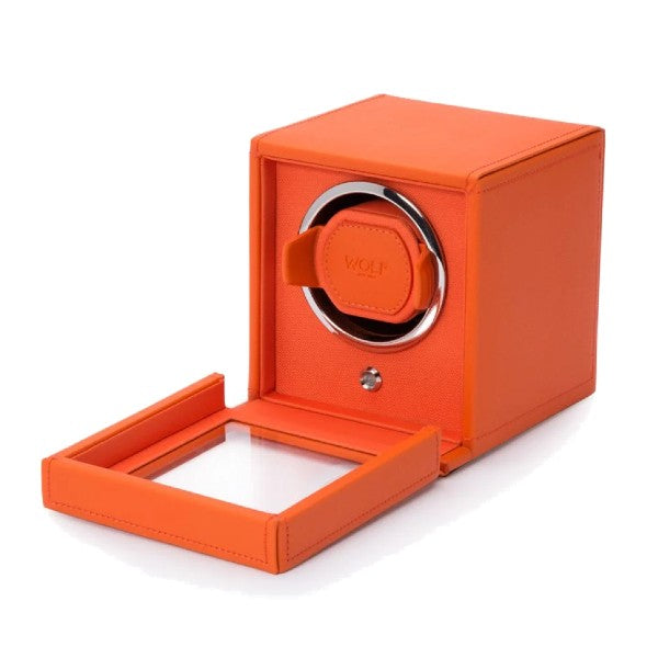 WOLF Cub Single Watch Winder With Cover - Orange