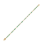 18K Yellow Gold Ermerald And Diamond Tennis Bracelet