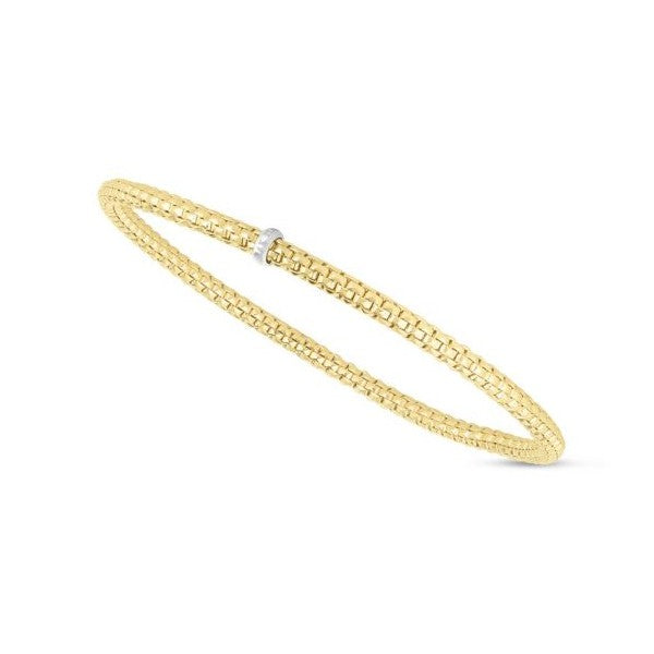 14K Yellow Gold Stretchable 3mm Popcorn Bracelet