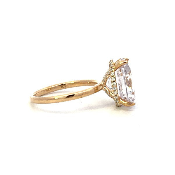 14K Yellow Gold Hidden Halo Oval Solitaire Engagement Ring