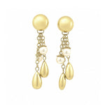Load image into Gallery viewer, 14K Yellow Gold Pearl and Gold Waterfall Dangle Earrings