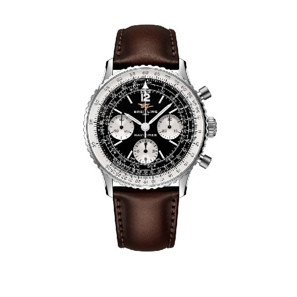 BREITLING Navitimer B09 Chronograph 41 Black Dial on Brown Strap