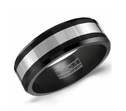 CROWN RING Men's Tungsten & Black Ceramic Wedding Band
