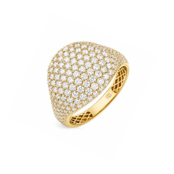 18K Yellow Gold Diamond Pave Fashion Ring
