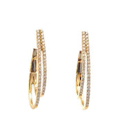 18K Yellow Gold Double Hoop Diamond Earrings