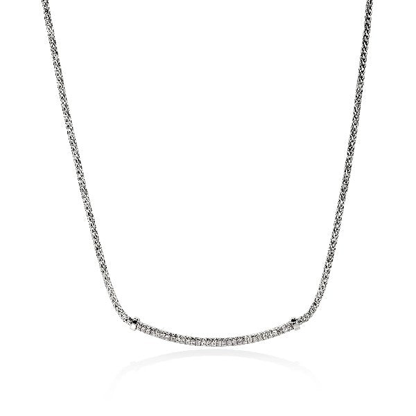 JOHN HARDY Essential Sterling Silver Diamond Pavé Bar Necklace