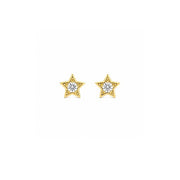 14K Yellow Gold Dainty Diamond Star Stud Earrings
