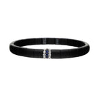 Load image into Gallery viewer, ROBERTO DEMEGLIO Matte Black Ceramic Stretchable Bracelet with Diamonds and Blue Sapphires

