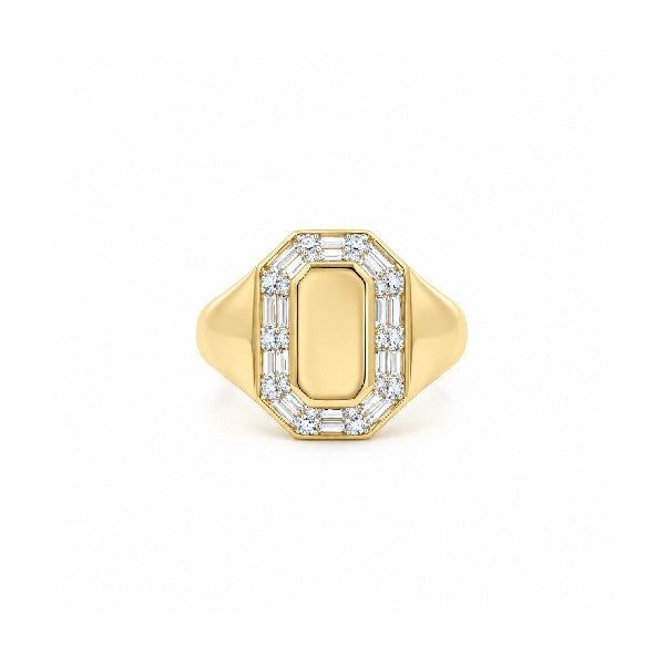 18K Yellow Gold Diamond Framed Signet Ring