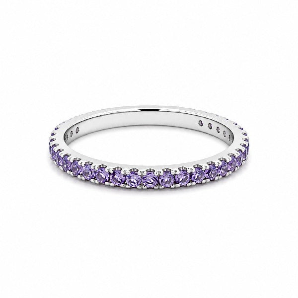 14K White Gold Amethyst Stackable Ring