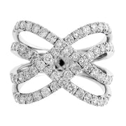 18K White Gold Diamond Criss-Cross Fashion Ring