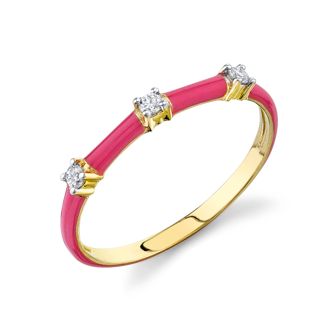 Stackable Hot Pink Enamel and Diamond Band