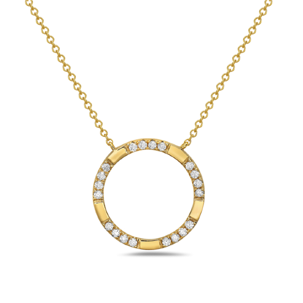 14K Yellow Gold Diamond Pendant Necklace