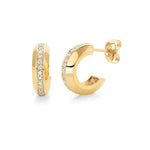 Load image into Gallery viewer, MICHAEL M 14K Yellow Gold Small Pavé Luxe Link Hoops
