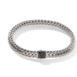 Load image into Gallery viewer, Classic Chain 6.5mm Silver Bracelet With Black Sapphire Clasp