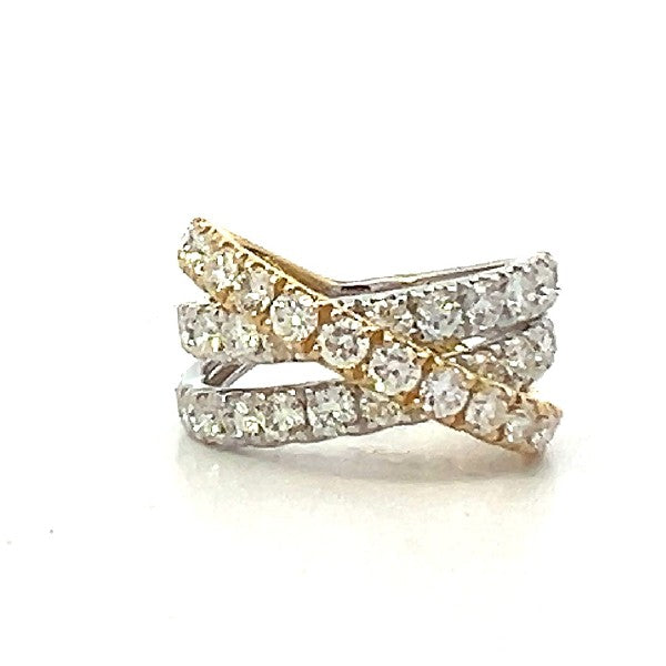 14K Yellow & White Gold Diamond Crossover Fashion Ring