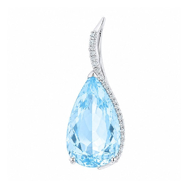 18K White Gold Aquamarine and Diamond Pendant