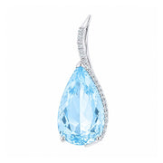 18K White Gold Aquamarine and Diamond Pendant