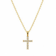14K Yellow Gold Diamond Cross Pendant