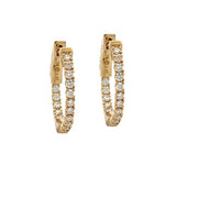 14K Yellow Gold Round Inside-Out Diamond Hoop Earrings
