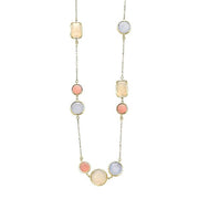 VIANNA 18K Yellow Gold Malva Quartz, Chalcedony, Pearlized Agate Necklace - SALE