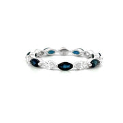 18K White Gold Blue Sapphire And Diamond Eternity Band