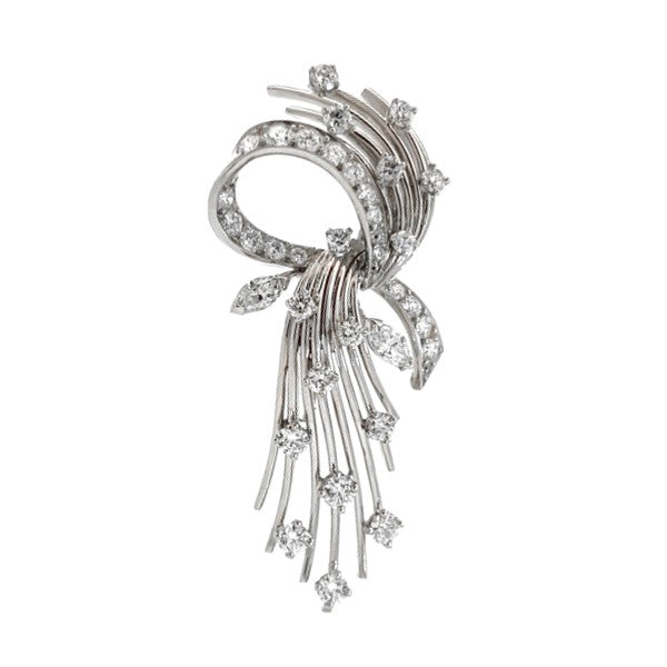 Platinum Vintage Diamond Spray Brooch - ESTATE