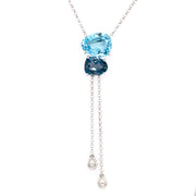 VIANNA 18K White Gold London Blue Topaz Necklace