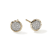 JOHN HARDY Essentials 14K Yellow Gold Diamond Pavé Stud Earrings-7MM