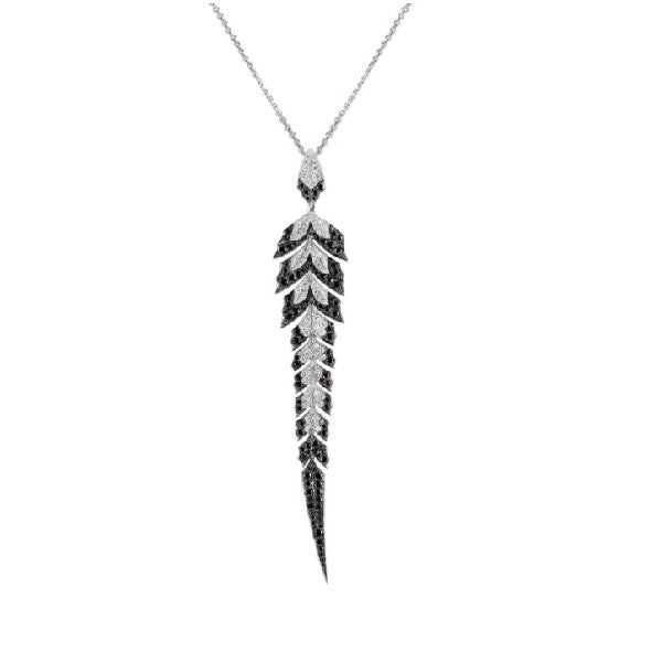 STEPHEN WEBSTER 18K White Gold Tail Feather Diamond Necklace
