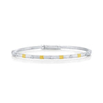 Load image into Gallery viewer, SLOANE STREET Sterling Silver and 18K Yellow Gold Diamond Station Bangle Bracelet