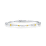 SLOANE STREET Sterling Silver and 18K Yellow Gold Diamond Station Bangle Bracelet