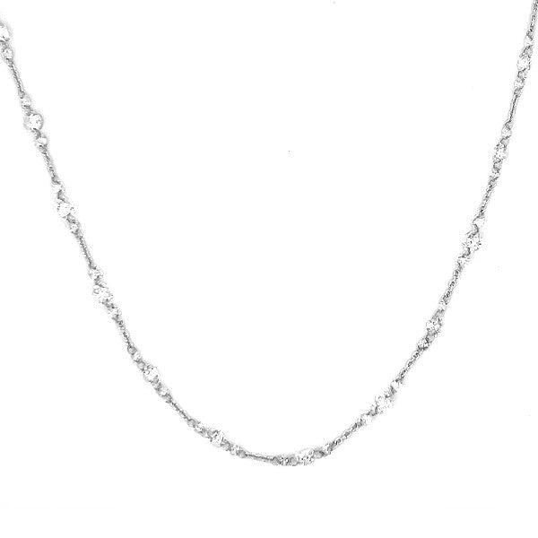 18K White Gold Triple Diamond Station Necklace