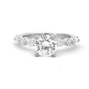 18K White Gold Side Stone Diamond Engagement Ring