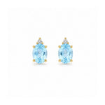 Load image into Gallery viewer, 14K Yellow Gold Blue Topaz Stud Earrings