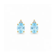 14K Yellow Gold Blue Topaz Stud Earrings