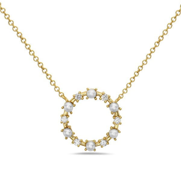 14K Yellow Gold Pearl Necklace