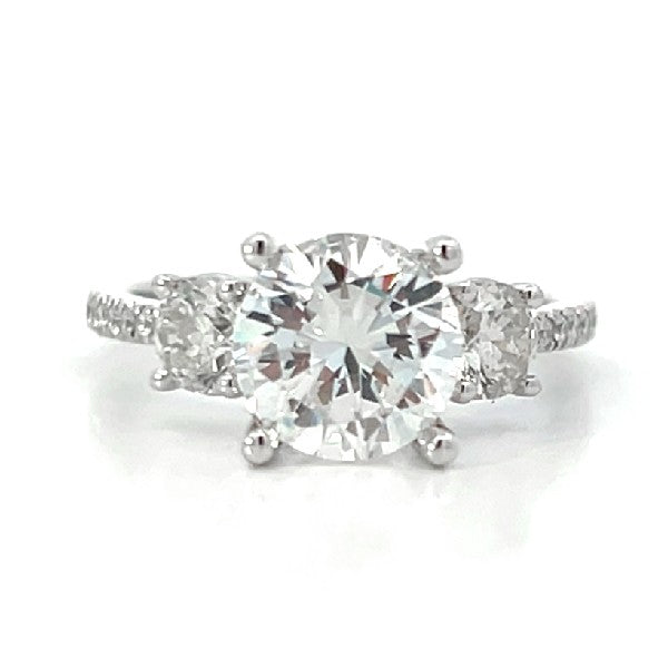 14K White Gold 3-Stone Engagement Ring