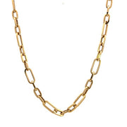 14K Yellow Gold Semi-Solid Alternating Link Paperclip Chain Necklace 24 Inches