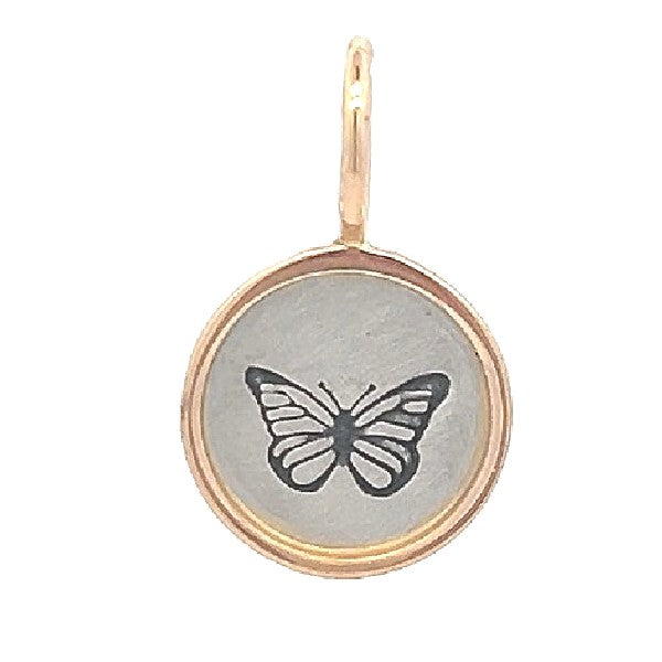 HEATHER B MOORE Yellow Gold Framed Sterling Silver Butterfly Charm