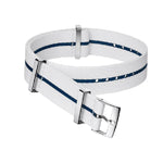 Load image into Gallery viewer, OMEGA NATO White Strap with Blue Stripe 19-20mm
