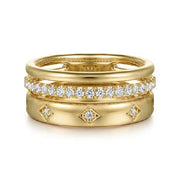 14K Yellow Gold 3-Band Stackable Ring