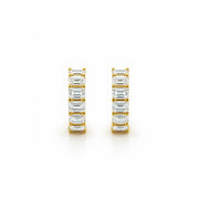 18K Yellow Gold Small Emerald Cut Diamond Hoop Earrings