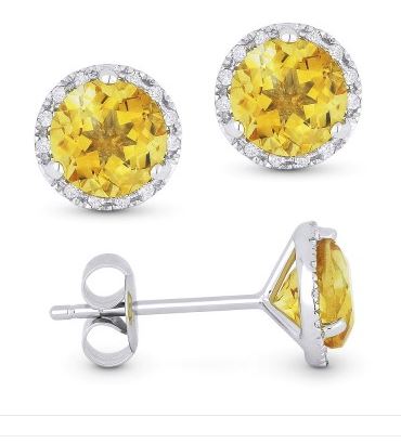 Citrine & Diamond Halo Earrings