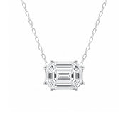 18K White Gold Illusion Emerald Pendant Necklace
