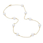 Load image into Gallery viewer, MASTOLONI 7-8mm Freshwater Pearl Tin Cup Necklace in 14K Yellow Gold
